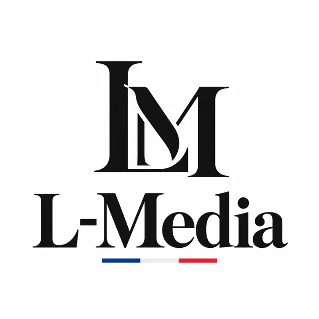 L-Media — monogramme LM et ligne tricolore